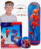 Toy Deals USA Spider Super Hero Inflatable Bop Bag, Bop Gloves & 1 Ninja Headband Set for Kids,...