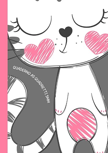 Quaderno A5 quadretti 5mm: 100 pagine | con margine | per seconda elementare, terza quarta e quinta, scuola, ufficio | Cat