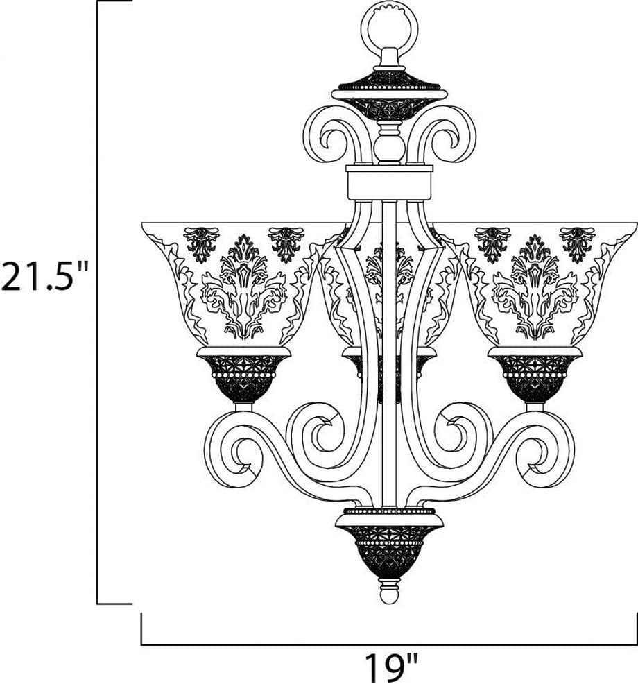 Maxim Symphony-3 Light Mini Chandelier in Mediterranean style-19 Inches Wide by 21.5 inches high -Traditional Installation