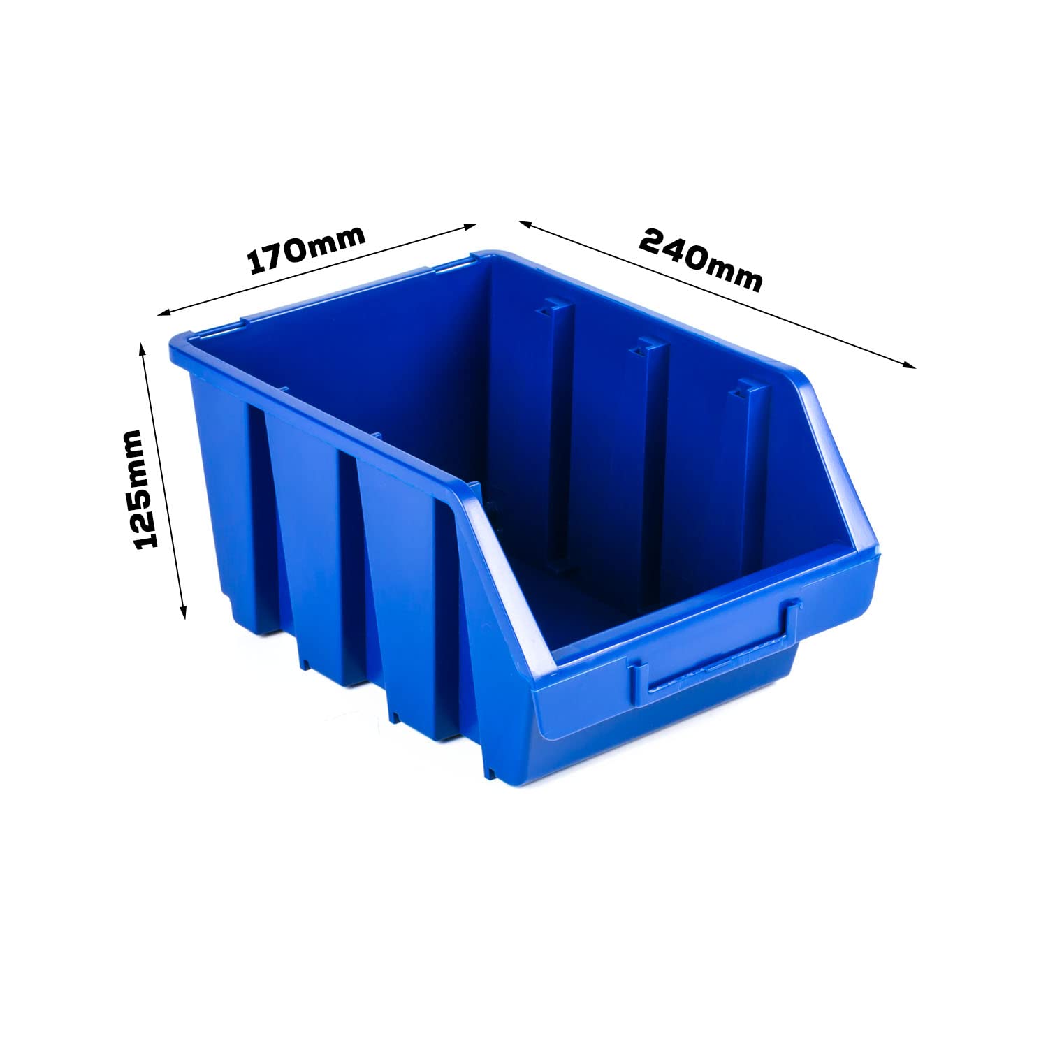 botle 10 cajas clasificadoras para taller, apilables, caja de almacenamiento, caja azul, 24 x 17 x 12,5 cm, caja clasificadora de plástico