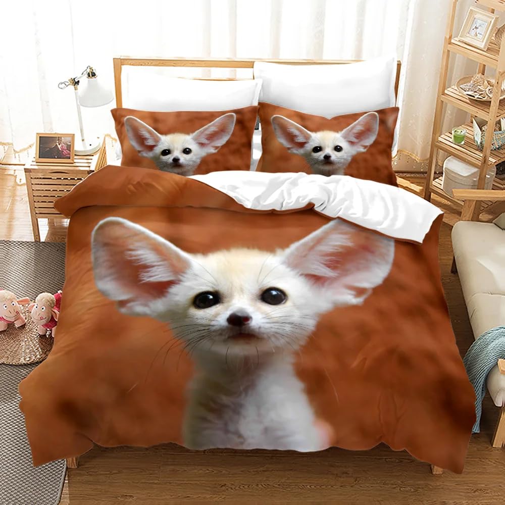 QBIDCSX Bedding Double Bed Set Foxes Bedding Double Bed Set - Microfibre Quilt Cover 230x220 cm - Comforter Cover with 2 Pillowcases(Double)
