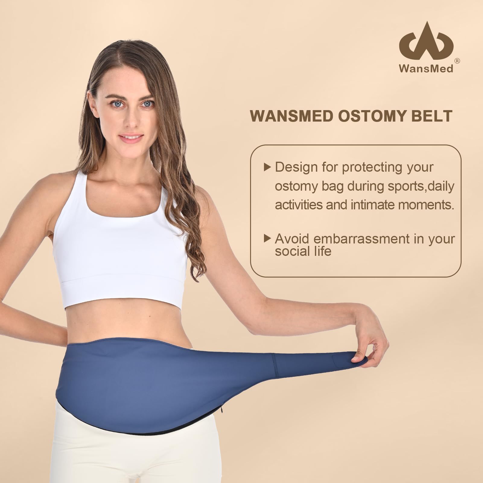 Fundas para bolsas de ostomía para hombres y mujeres, elegante cinturón de ostomía para deportes y uso diario, compatible con todas las bolsas de colostomía, azul-XL