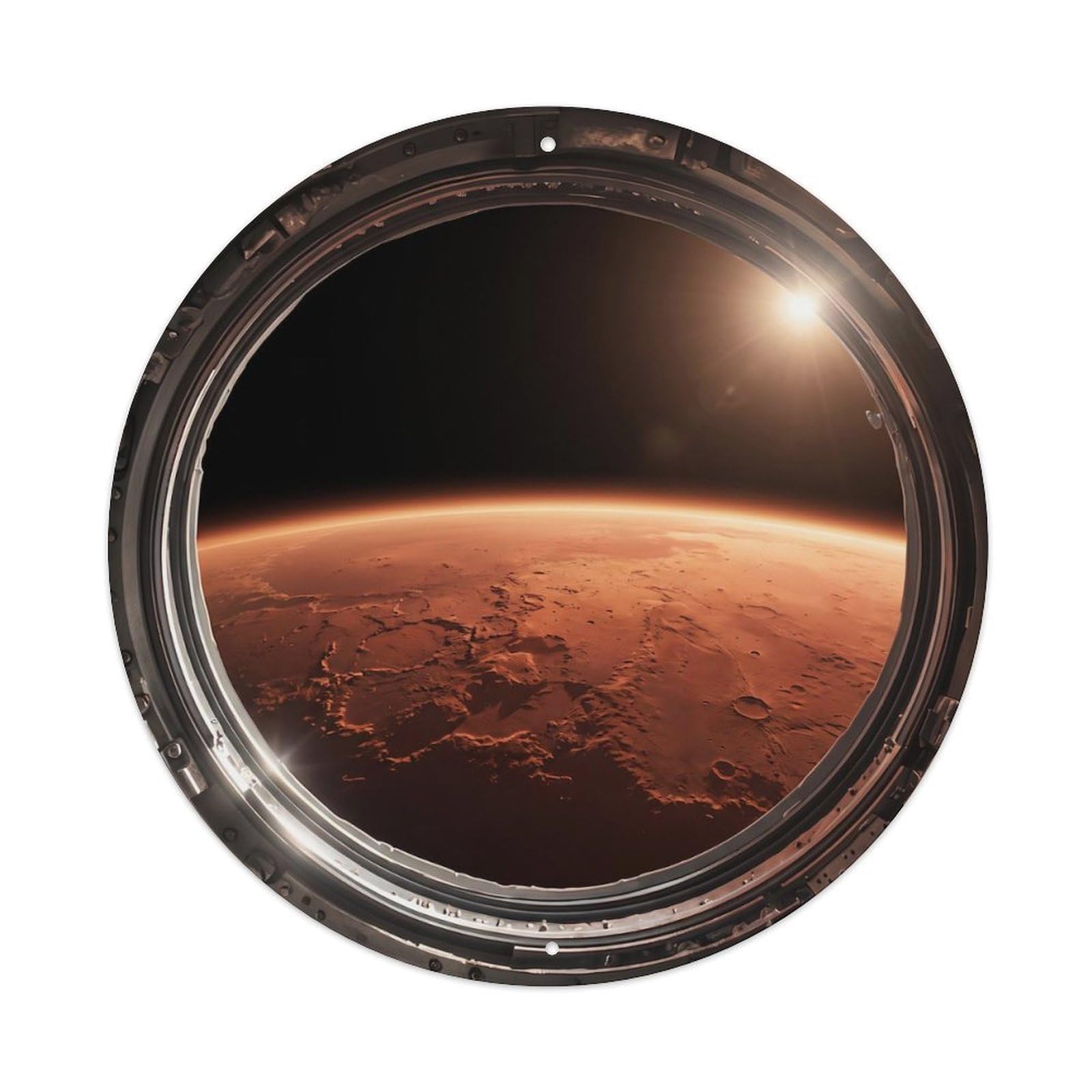 Metal Tin Sign Red Planet Atmosphere from Space Station Porthole 1