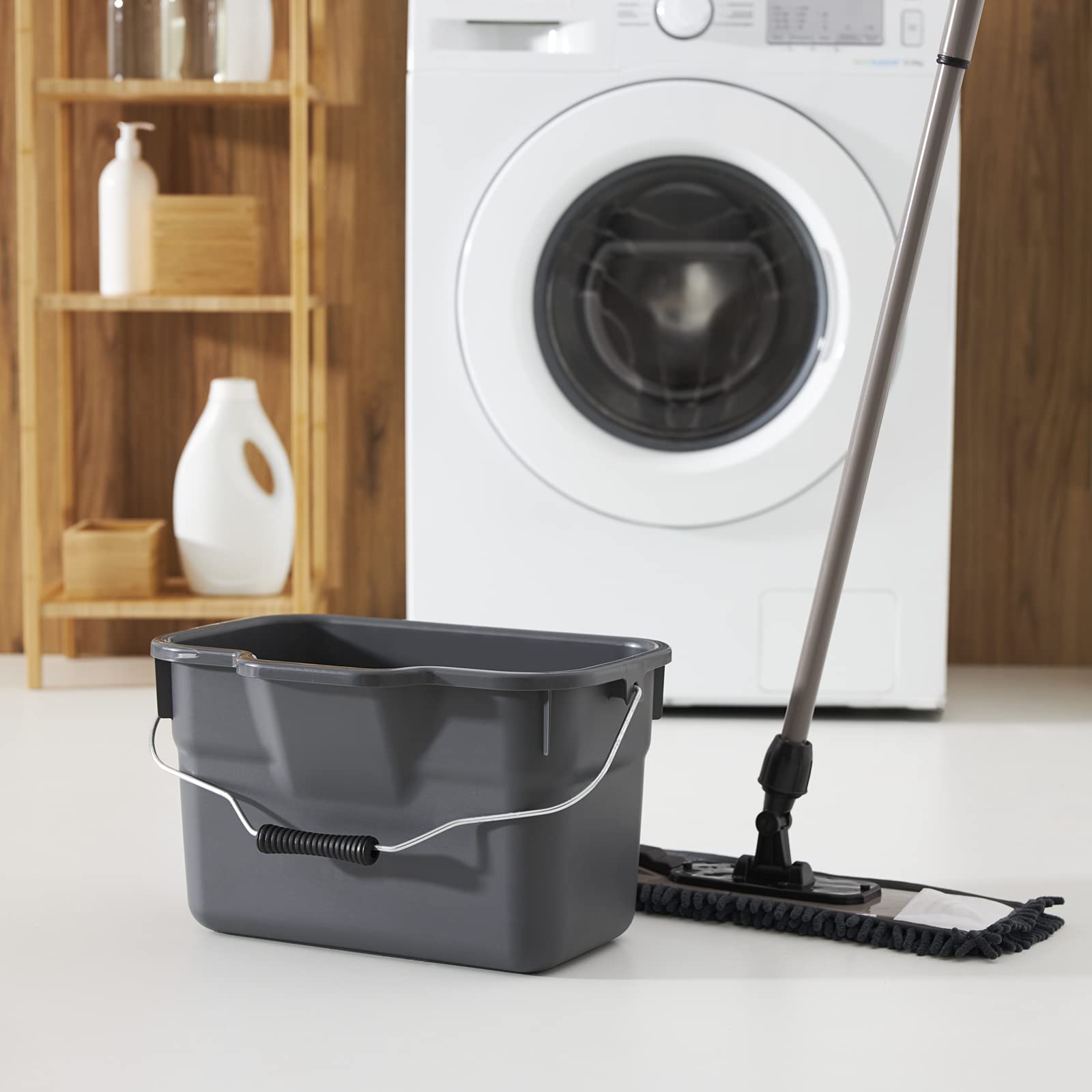 Rotho Basic cubo cuadrado de 12 litros con mango y balanza, Plástico (PP) sin BPA, antracita, 12l (38.0 x 26.0 x 23.0 cm)