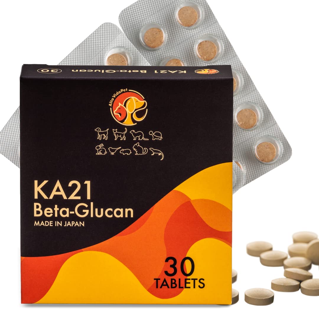 AltaVidaPet KA21 Mushrooms' Beta-Glucan - Potent Complementary, Alternative Health Support For Immunocompromised Dogs Cats Pets - Japan - N30