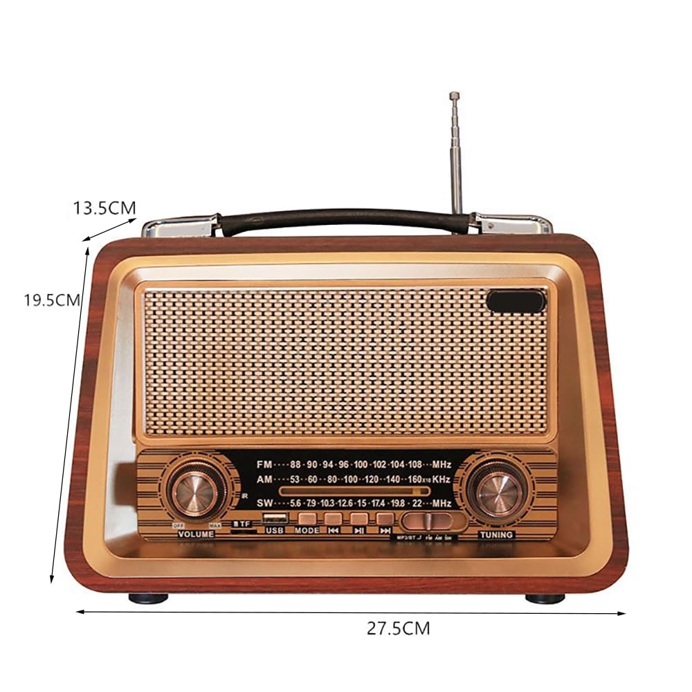 TsoLay Radio AM FM SW, 3 Bandes, Bluetooth, Portative, Bois, 3W, Rechargeable