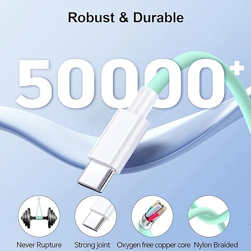 Miniatura 4 de Paquete de 3 cables de carga USB C a USB C de 6 pies para iPhone 15, cable USB C de 60 W, cable de carga rápida USBC tipo C compatible con