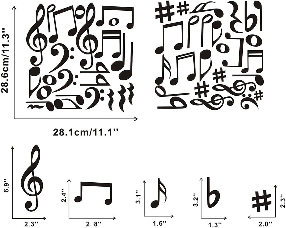 ARTTOP Musical Note Wall Decals,Creative Music Notes Removable Vinyl Wall Stickers for Classroom Kids Room Music Studio Decoration