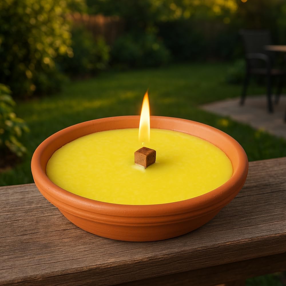Virsus 53 Candele alla citronella Candela per Esterno in coccio di Terracotta diametro 11 cm per Giardinaggio antizanzare Feste ed Eventi