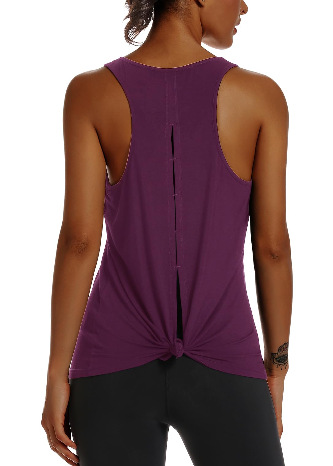 MuzniuerWomens Yoga Workout Tops-Cute Open Back Running Gym Activewear Sports Shirt for Women