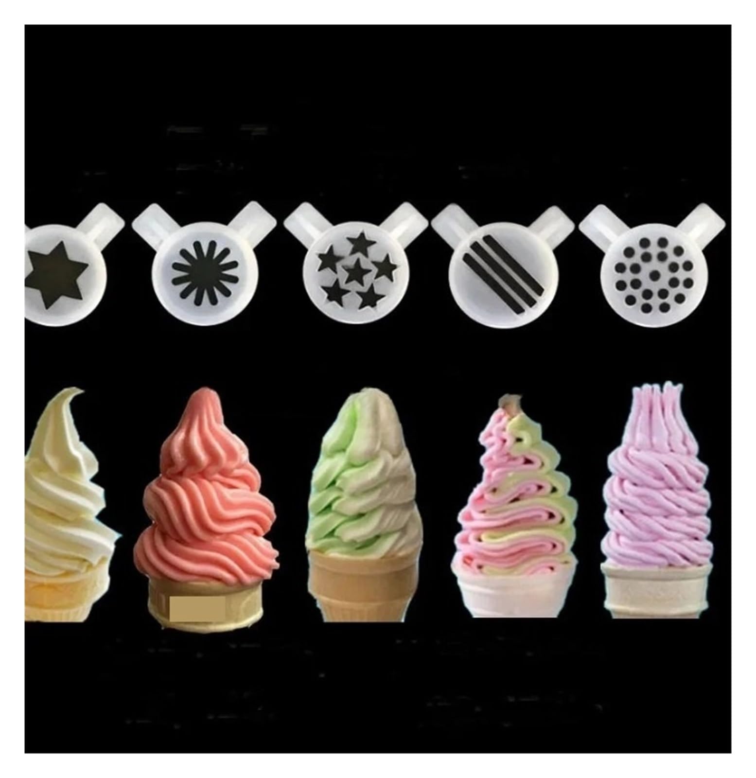 3 Capuchons De Modélisation Hexagramme Noir Pour Machine à Crème Glacée MQL - Diamètre Intérieur 28 Mm