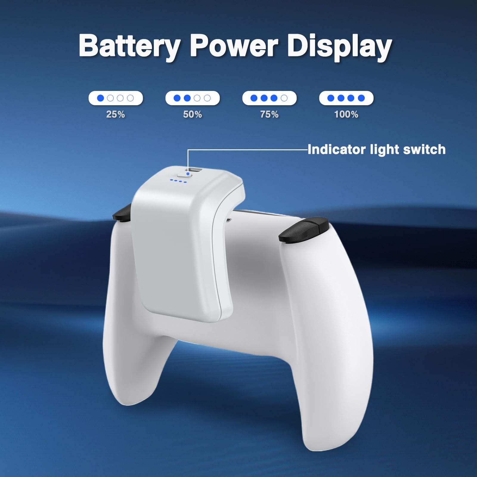 Batteria per controller PS5, 3000 mAh, batteria esterna per controller PS5, accessorio portatile PS5 con display LED, cavo di ricarica Type-C