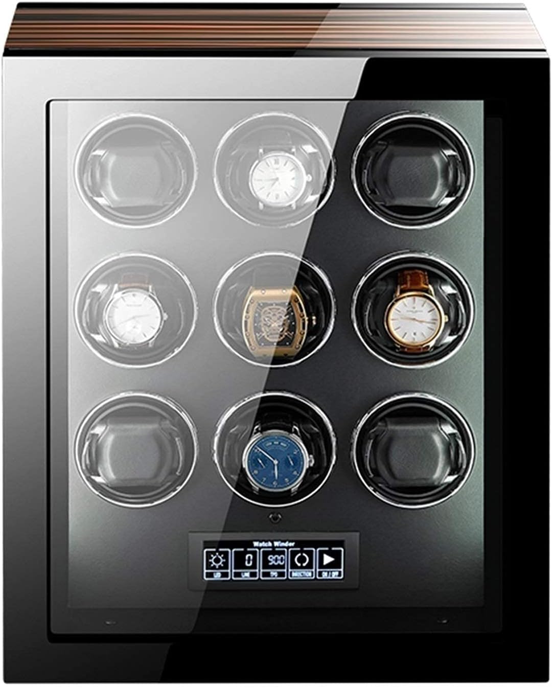 4/6/ 9 Watch Winder for Automatic Watches with LED Backlight LCD Touch Screen Display Remote Control for Men Women Gift