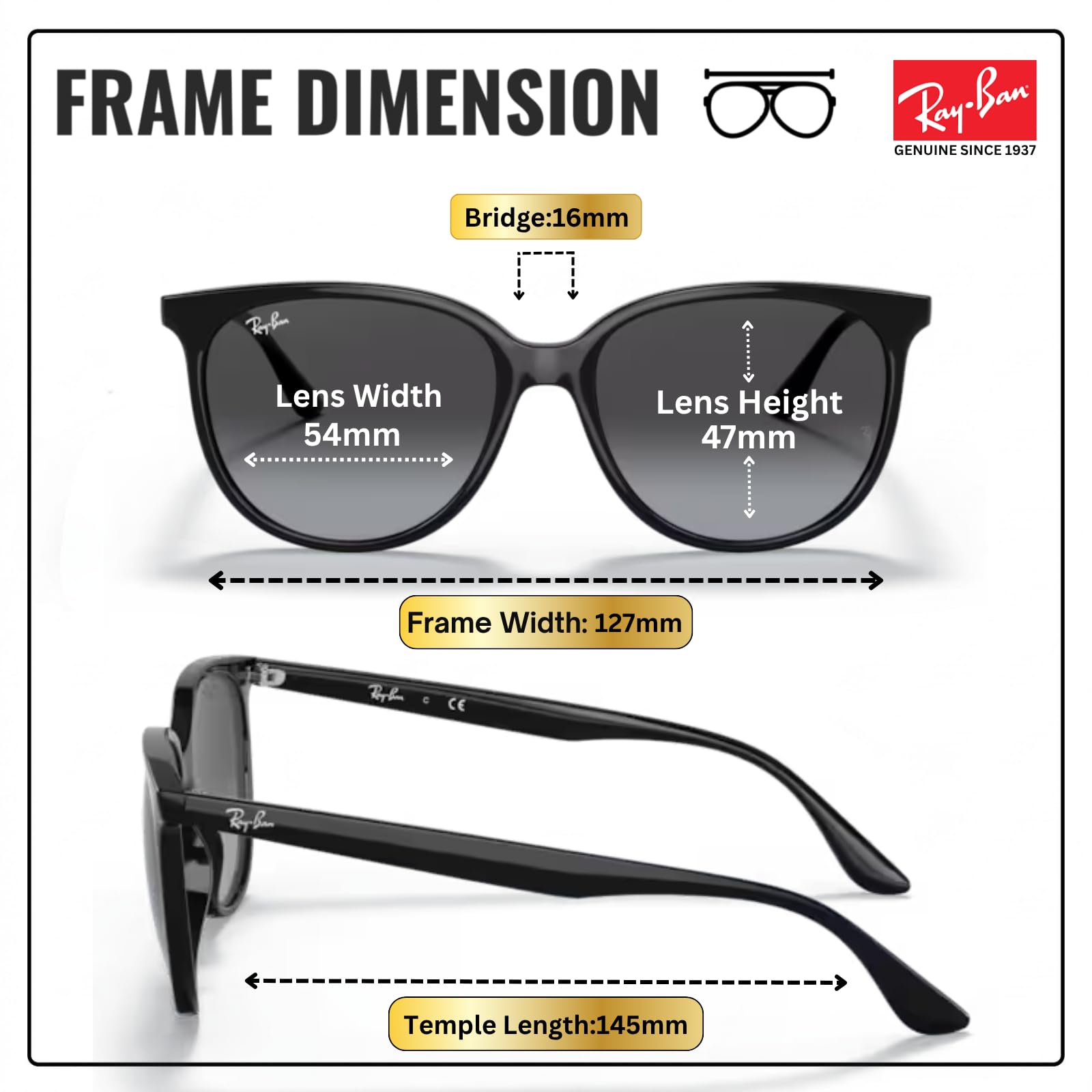 Ray-Ban RB4378 zestaw okularów przeciwsłonecznych | ekskluzywne etui i zestaw do pielęgnacji | Polished Black/Grey Gradient