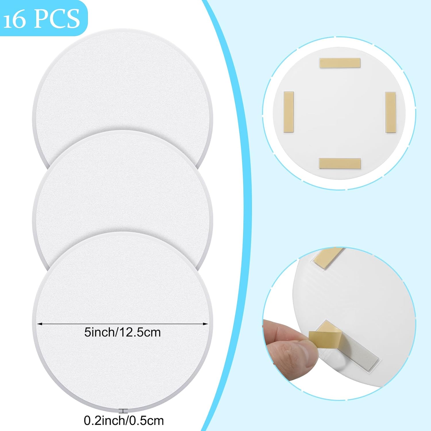 Nosiny 16 Pack Door Knob Protector Plastic 5 Inch White Self Adhesive Door Knob Protector Avoids Handle Damage (White)