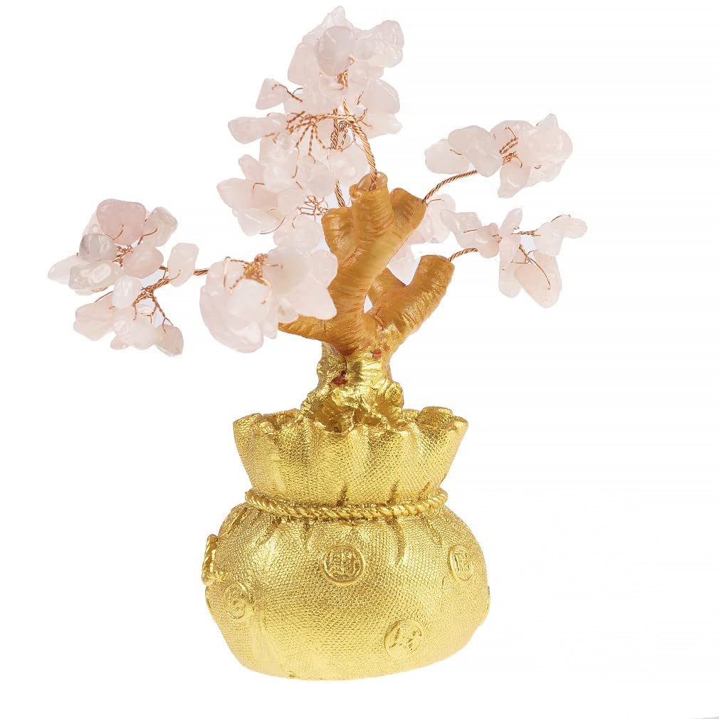 lachineuse Feng Shui Tree in Rose Quartz - Love and Fortune, Doré Et Rose Dominant, 10x10x17cm - Image 4