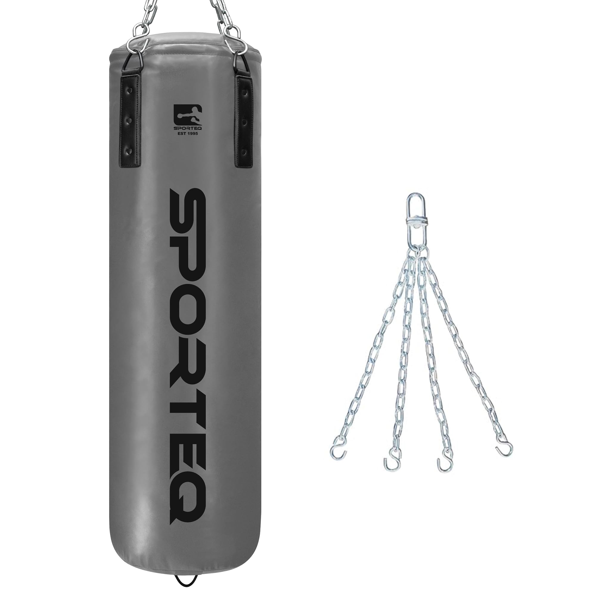 Sporteq Dyno Heavy Filled Boxing Bag with Chain Hanging Set, 4FT Punching Bag for Boxing, Kickboxing & Muay Thai, Heavy Duty Punch Bag for Home & Commercial Gym Training