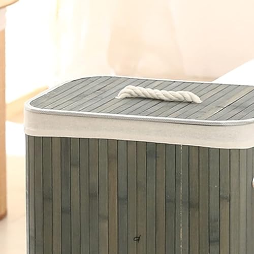 Cesta de bambú para ropa sucia, cesta grande de almacenamiento de ropa con tapa y forro extraíble, cesta de lavandería sucia independiente, cesta de