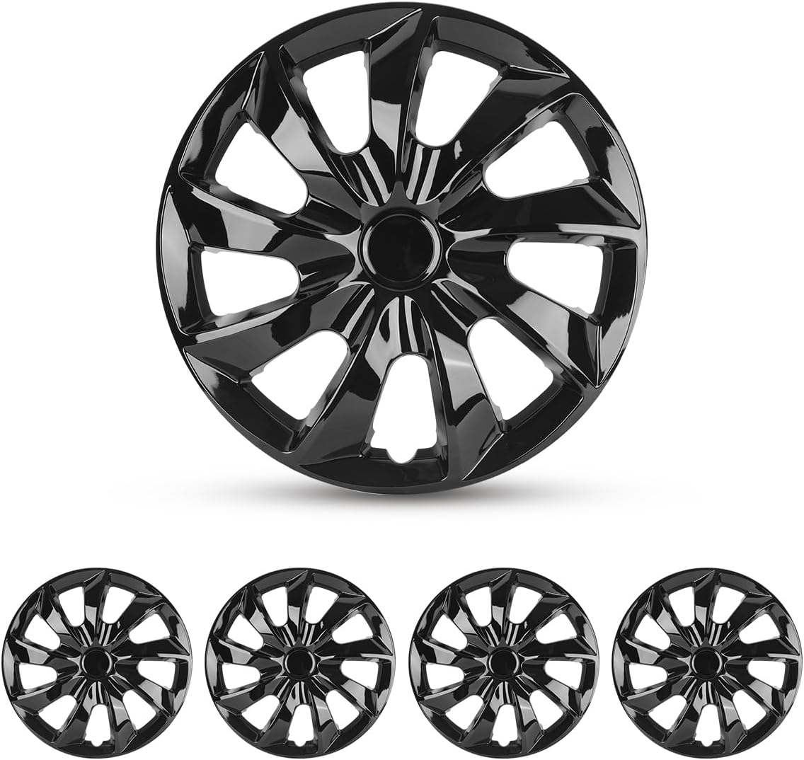 Nixon Offroad Rims Hubcaps, 14'' Hub caps Set of 4, Universal Wheel Covers Tire Rims Hub caps Set, 14 Inch Snap-on Hubcaps for Cars Pickup SUV Sedan, Chrome Black (5084-BL-14, 14 Inch)
