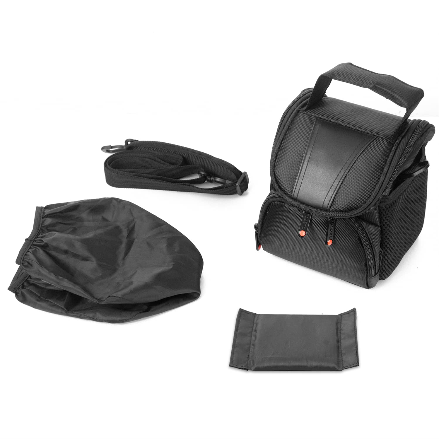 FOSOTO Bolsa Protectora para Cámaras DSLR, Estuche para Cámara, Bolso Bandolera para Canon EOS 2000D 4000D 90D 6D M50, Nikon D3500 D3200 D7000, Sony Alpha 7IV 6400, Olympus OM-D E-M10 (Negra)