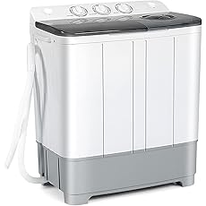 Homguava Portable Washer Machine 17.6LBS Capacity Mini Washing Machine 2 in 1 Compact Washer and Dryer Combo Twin Tub Laundry Washer(11LBS) & Spinner (6.6LBS) with Built-In Gravity Drain Pump(GREY)