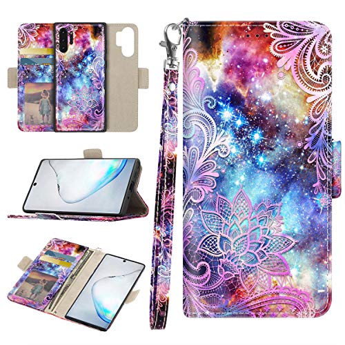 Casetego Compatible Galaxy Note 10 Plus Case,Detachable Magnetic Wallet Case PU Leather Full Body Protective Case with Credit Card Holders, Wrist Strap for Samsung Galaxy Note 10 Plus,Purple Mandala