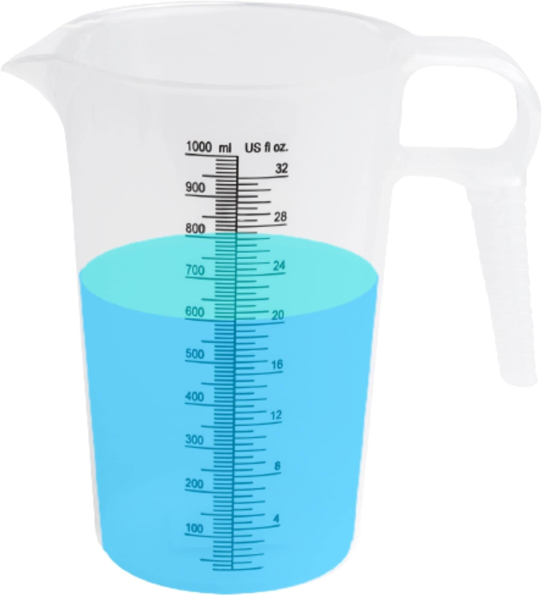 ACCUPOUR 32oz (1 quart) Measuring Pitcher, Plastic, Multipurpose - Great for Chemicals, Oil, Pool and Lawn - Ounce (oz) and Milliliter (mL) Increments (1000 mL)