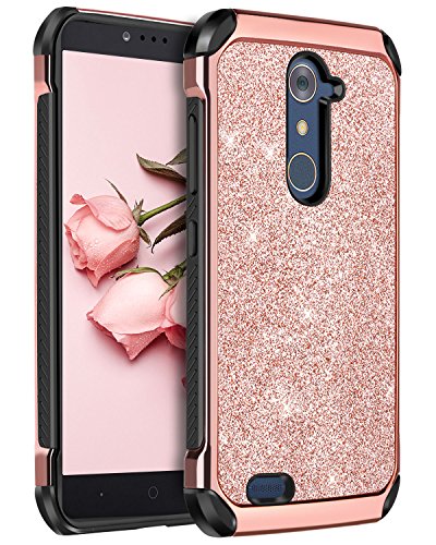 ZTE ZMax Pro Case,ZTE Carry Z981 Case,ZTE Grand X Max 2 Case,ZTE Imperial Max Case, BENTOBEN Bling Slim Hard Cover Shockproof Protective Case for ZTE Zmax Pro Z981/Grand X Max 2/Imperial Max Rose Gold