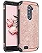 ZTE ZMax Pro Case, ZTE Carry Z981 Case, BENTOBEN Glitter Luxury 2 in 1 Ultra Slim Hard Laminated with Sparkly Faux Leather Chrome Shockproof Protective Case for Zte Zmax Pro Cases Z981, Rose Gold