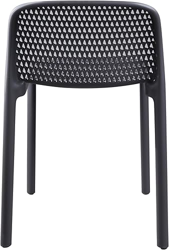 Miniatura 7 de CozyBlock Punch - Silla de comedor apilable perforada para interior y exterior, juego de 2 unidades (gris oscuro)