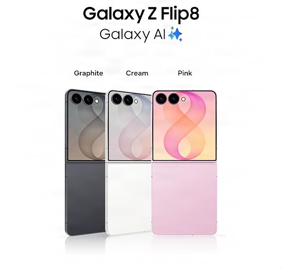 Samsung Galaxy Z Flip8 AI Smartphone, 256 GB Storage, Graphite