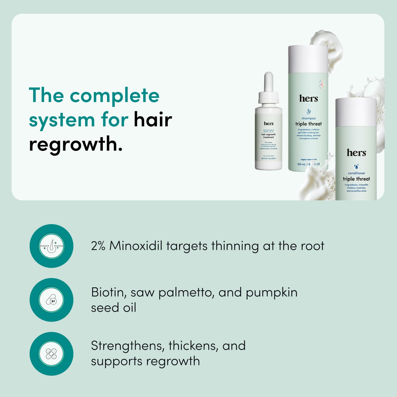 Hims & Hers Triple Threat Hair Care Set with 2% Minoxidil