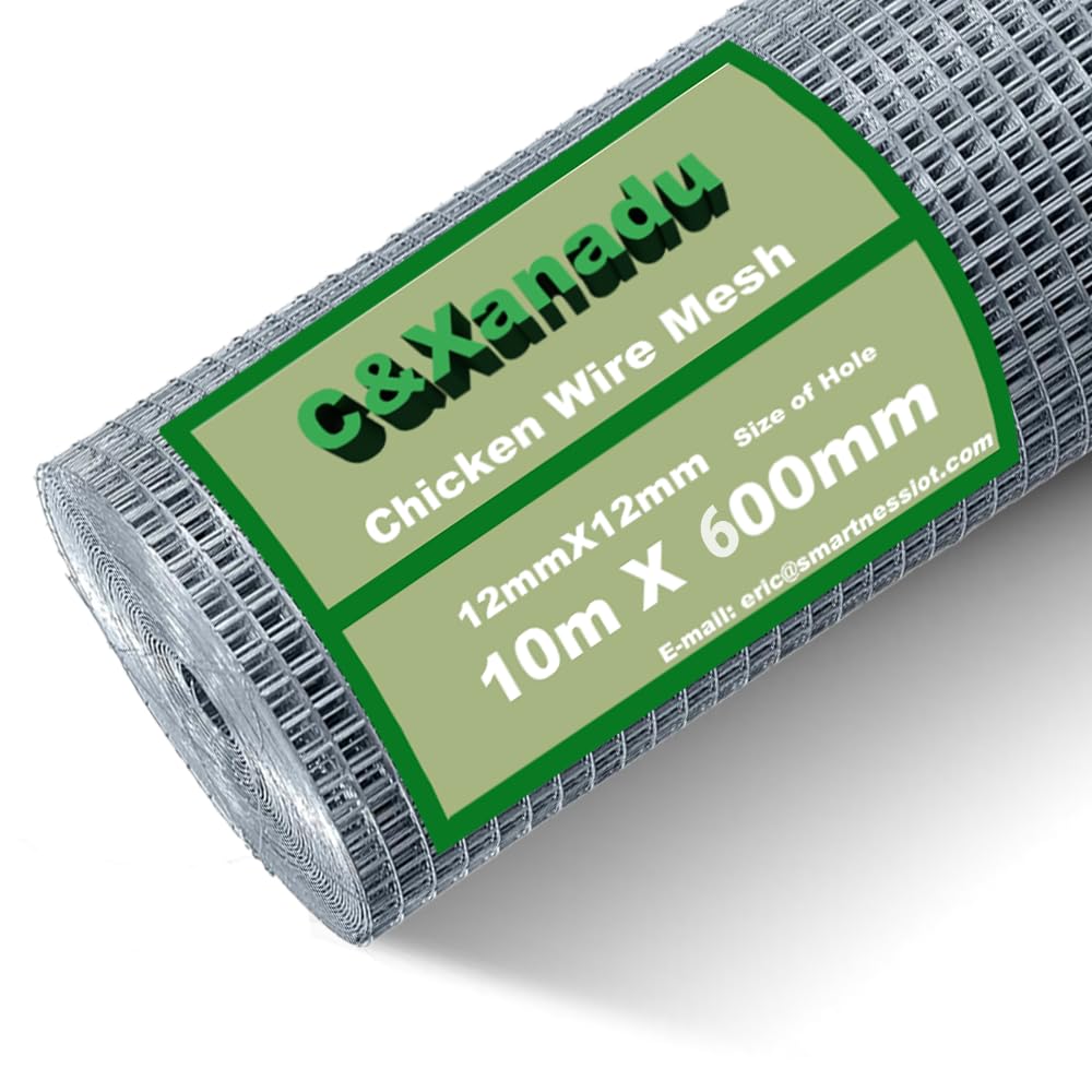 Rollo de malla alambre pollo soldado galvanizado en caliente | Tamaños 30cmx5m, 60cmx10m, 90cmx10m: Barrera for animales, cerca for jardín, aviario for aves de corral(60CM X 10M)