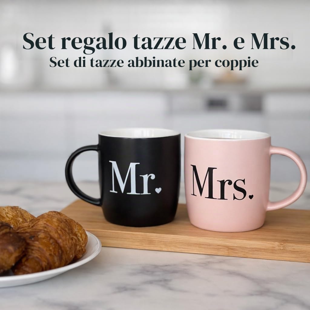 Triple Gifffted Tazza da caffè Mr and Mrs per coppie, idea regalo per anniversario di matrimonio, fidanzamento, San Valentino, Natale, per lui e per lei, per marito, moglie, lui, uomini, donne, sposi