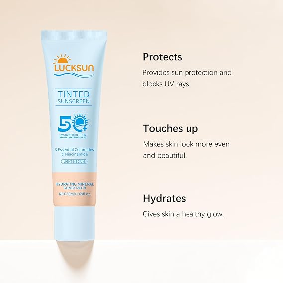 Tinted Sunscreen for Face, SPF 50 2 Pack - Face Sunscreen Lotion,UV Defense, Moisturizing, Travel Size, LIight Medium (50ML)