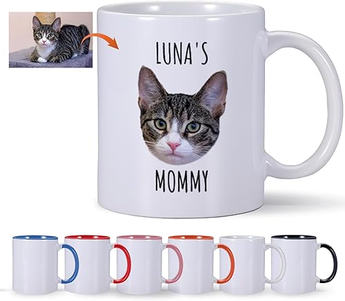 Miniatura 8 de Taza de café personalizada para gatos, taza de foto de gato personalizada, taza de café de tía de gato, taza de café personalizada para mascotas con