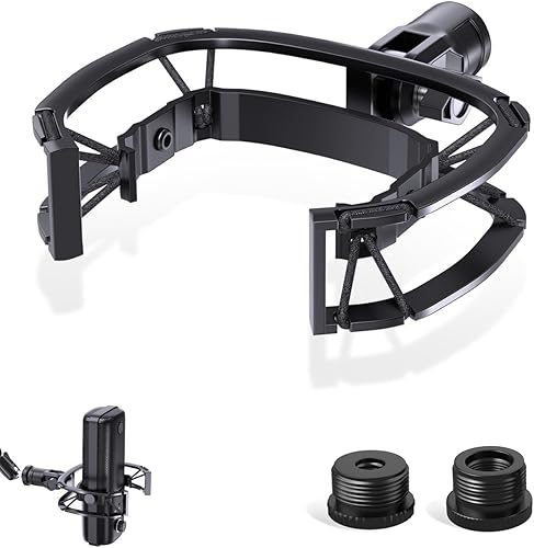Miniatura 8 de Soporte de choque para micrófono AT2020 personalizado con filtro pop, suspensión antivibración, soporte de micrófono, clip compatible con Audio