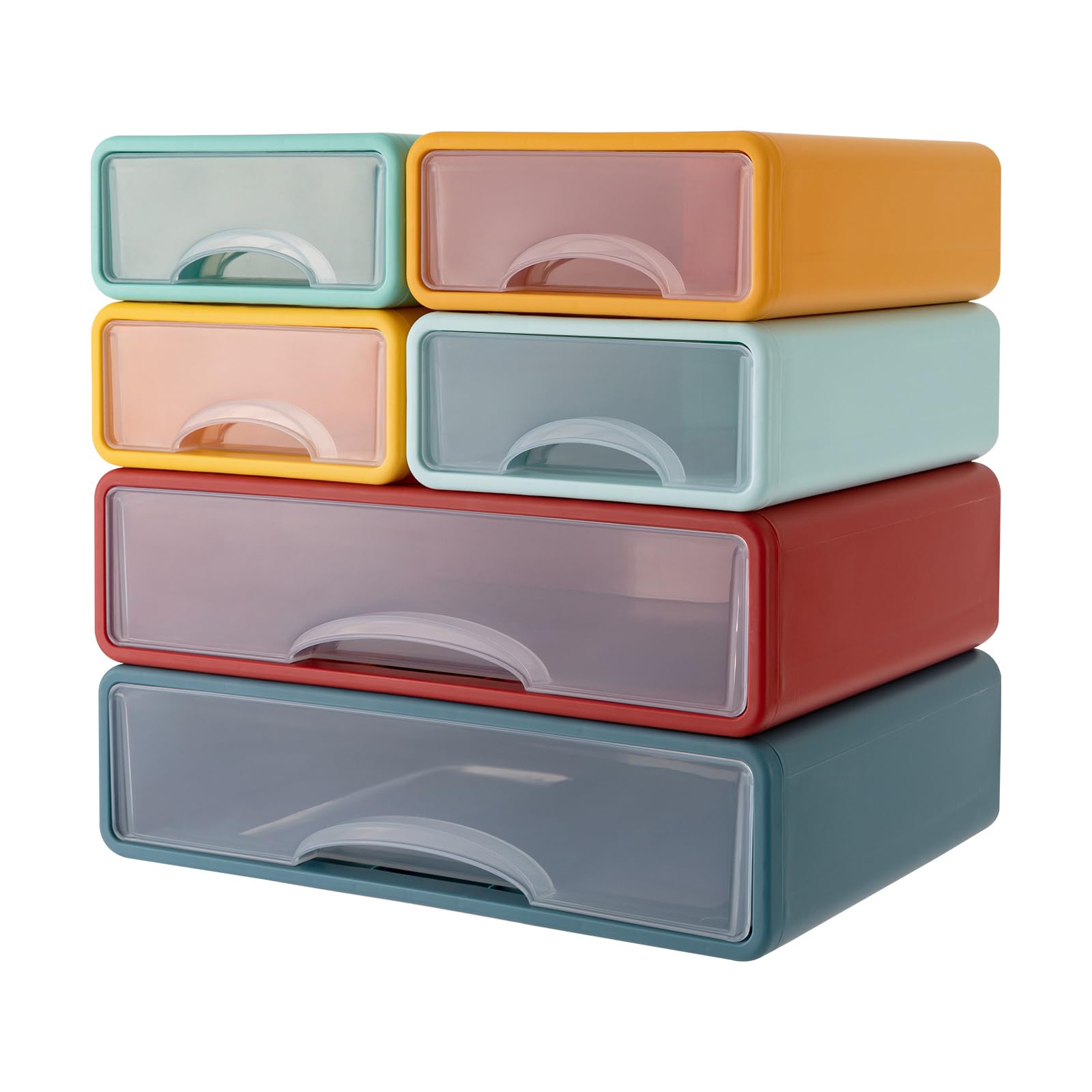 Organizer da scrivania con 6 cassetti, impilabile, in plastica, per casa, ufficio, 34 x 25 x 33 cm
