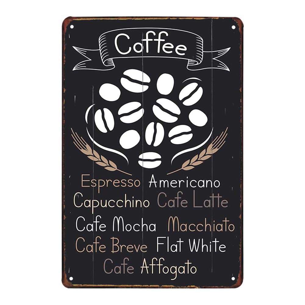 Funny Coffee Quote - Placa de metal retro vintage con cita de café, juego de 4