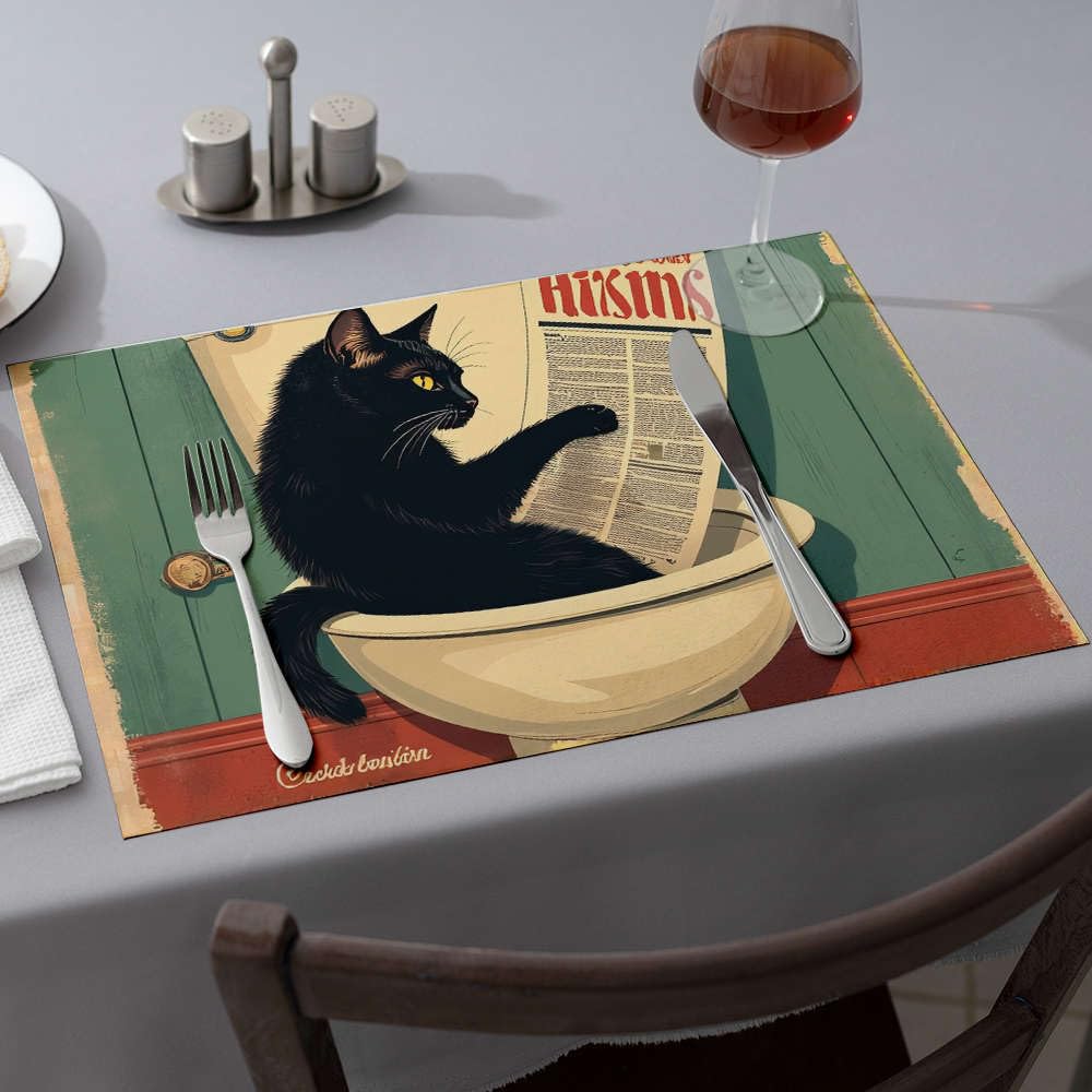 Set de table chat noir antidérapant : finis les repas qui glissent