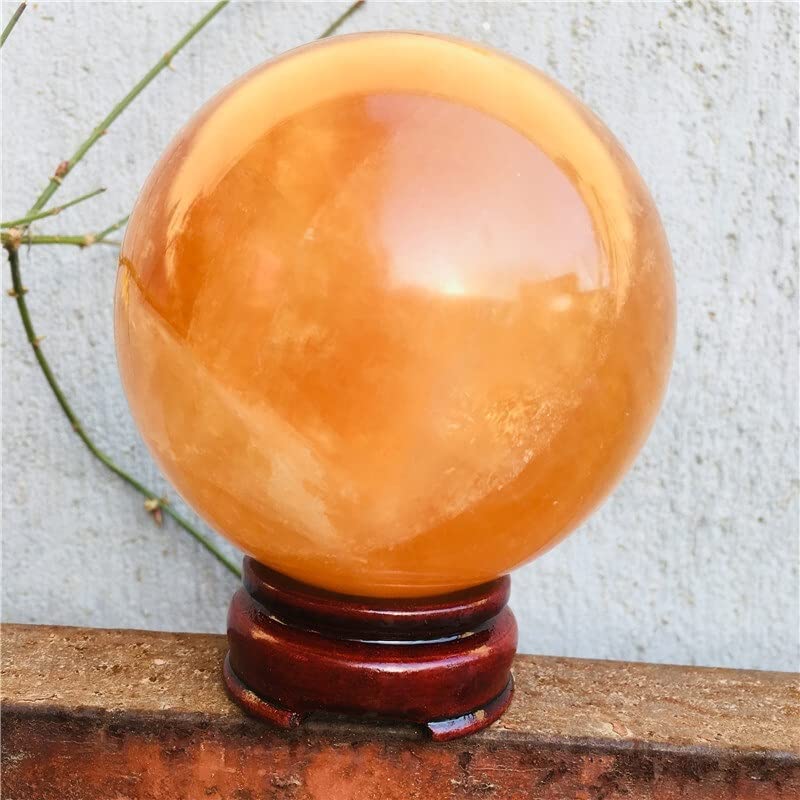 Piedras de cristal decoración hogar: bola de cuarzo cristal naranja de 9 cm 4