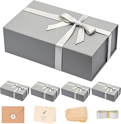 Miniatura 89 de LIFELUM - Caja de regalo con tapa magnética, contiene tarjeta, cinta, etiqueta adhesiva y papel triturado de relleno, para Navidad, grande, 13.8 x