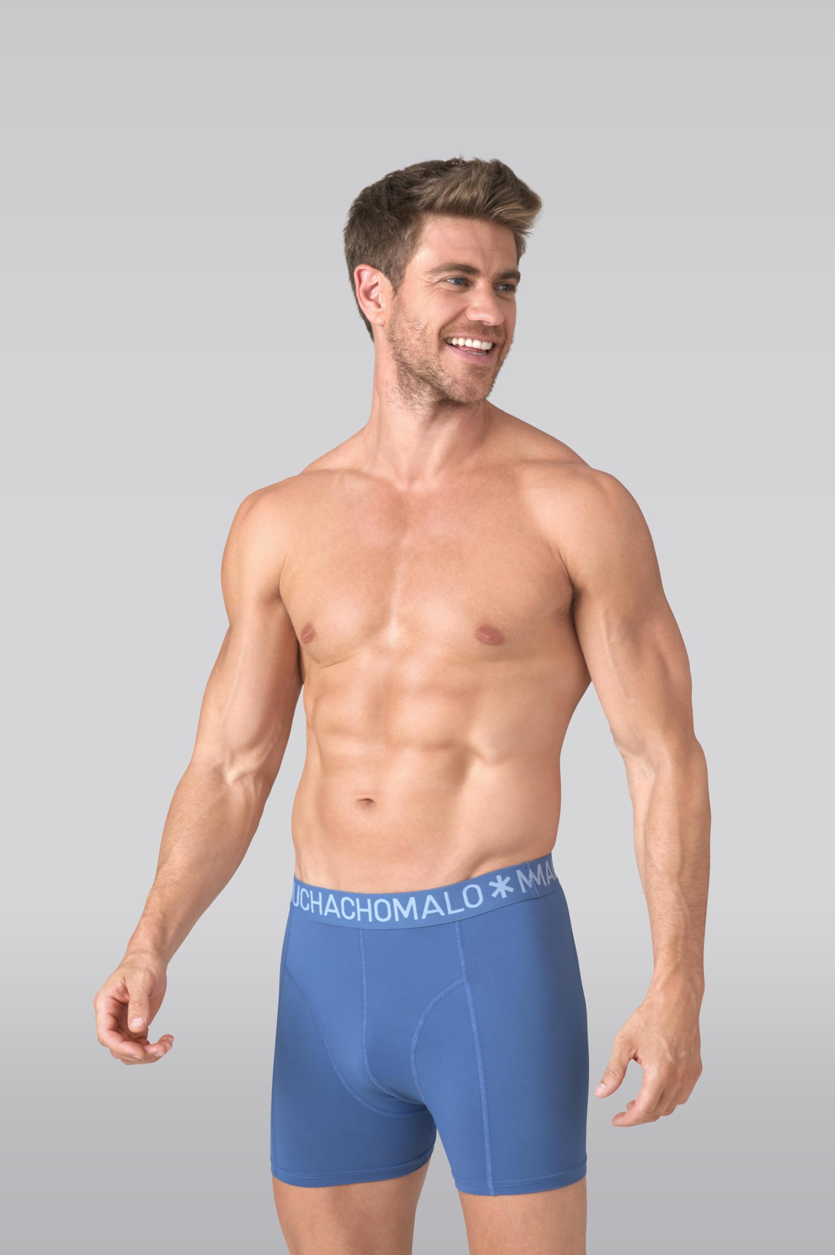 Muchachomalo Uomo Boxer 3-Pack, Tinta Unita, Microfibra, Fascia Elastica