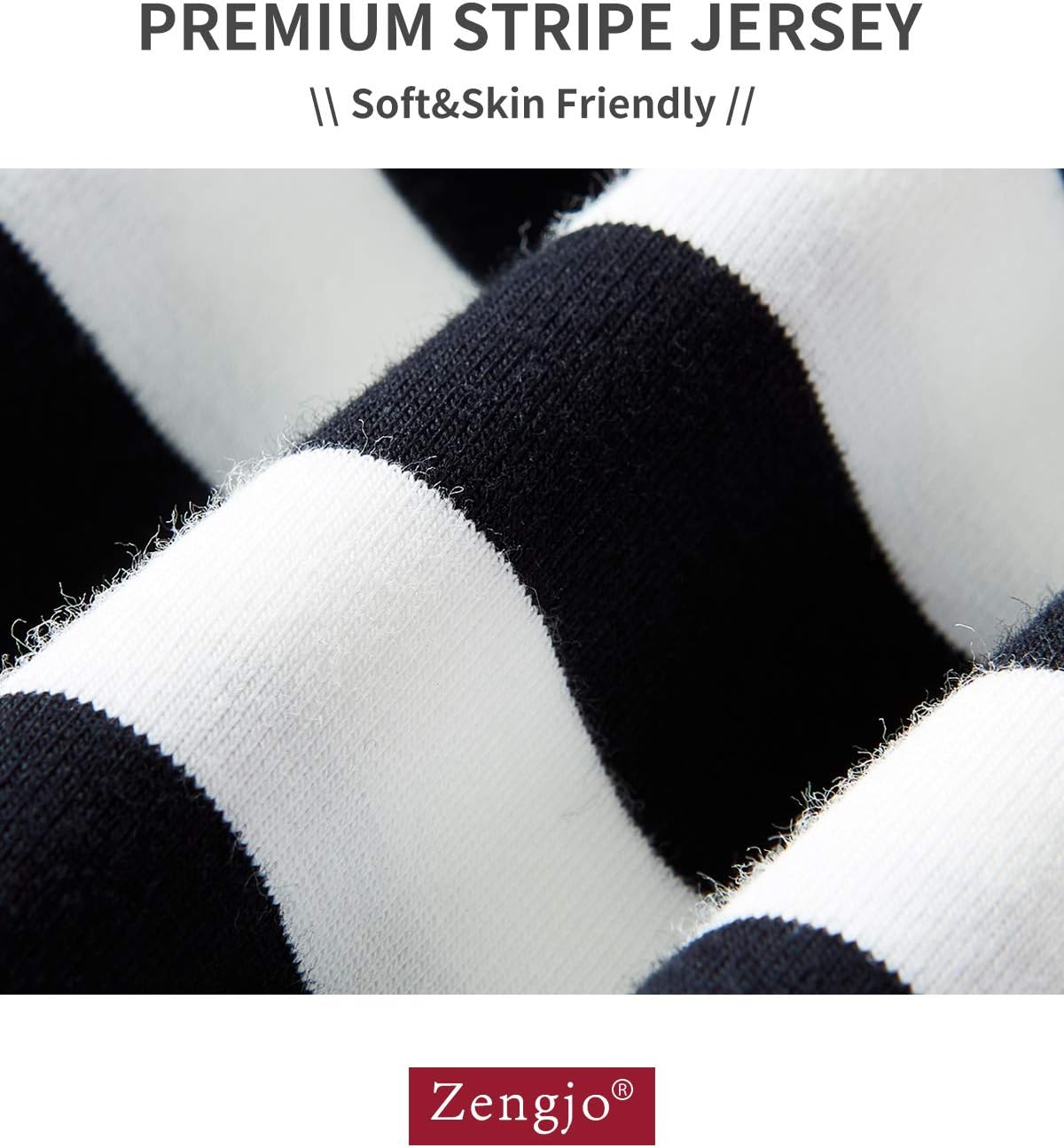 Zengjo Men's Casual Cotton Spandex Striped Crewneck Long-Sleeve T-Shirt Basic Pullover Stripe tee Shirt - Image 5