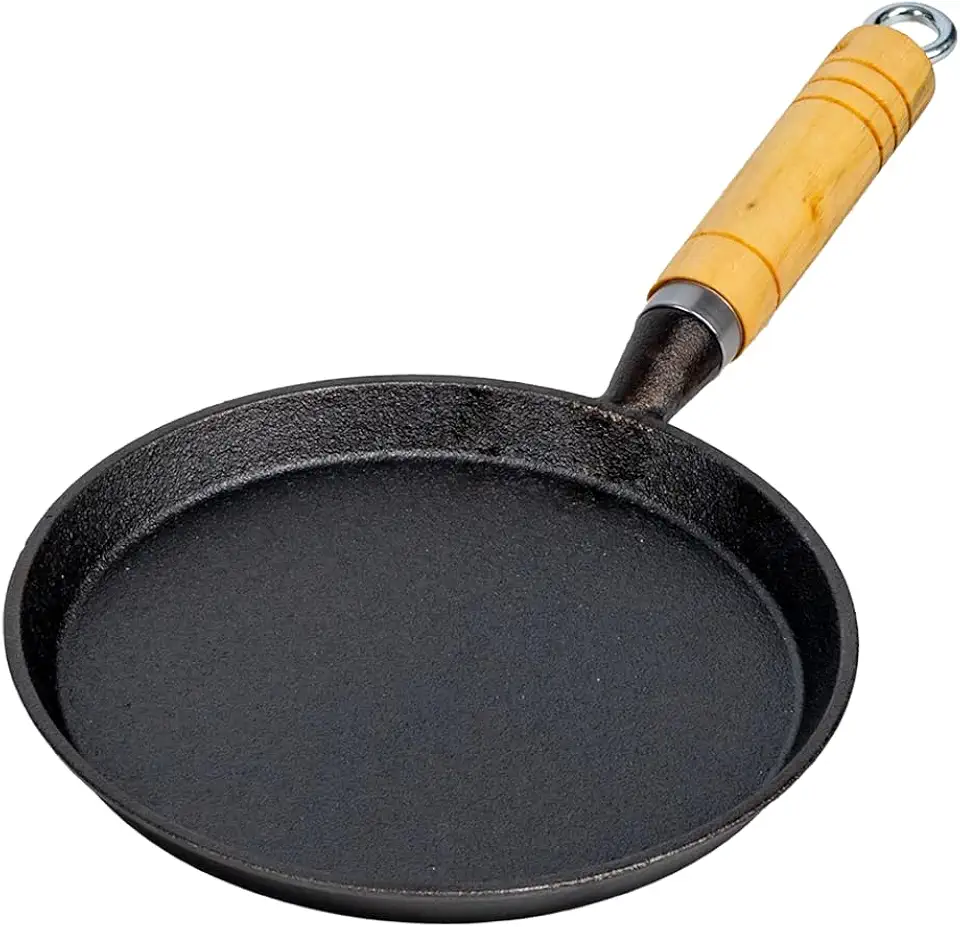 Panela de ferro fundido para fogão a lenha com alça para uso ao ar livre, redonda, panelas resistentes para cozinhar, churrasco (20 cm)