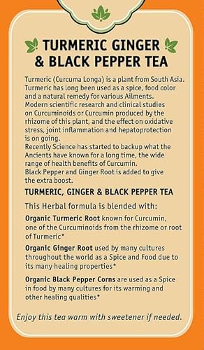 Herbal Cup Ayurveda Turmeric Tea, Organic Ginger & Black Pepper, No Caffeine Herbal Supplement (16 Count, Pack Of 6) #TOP3