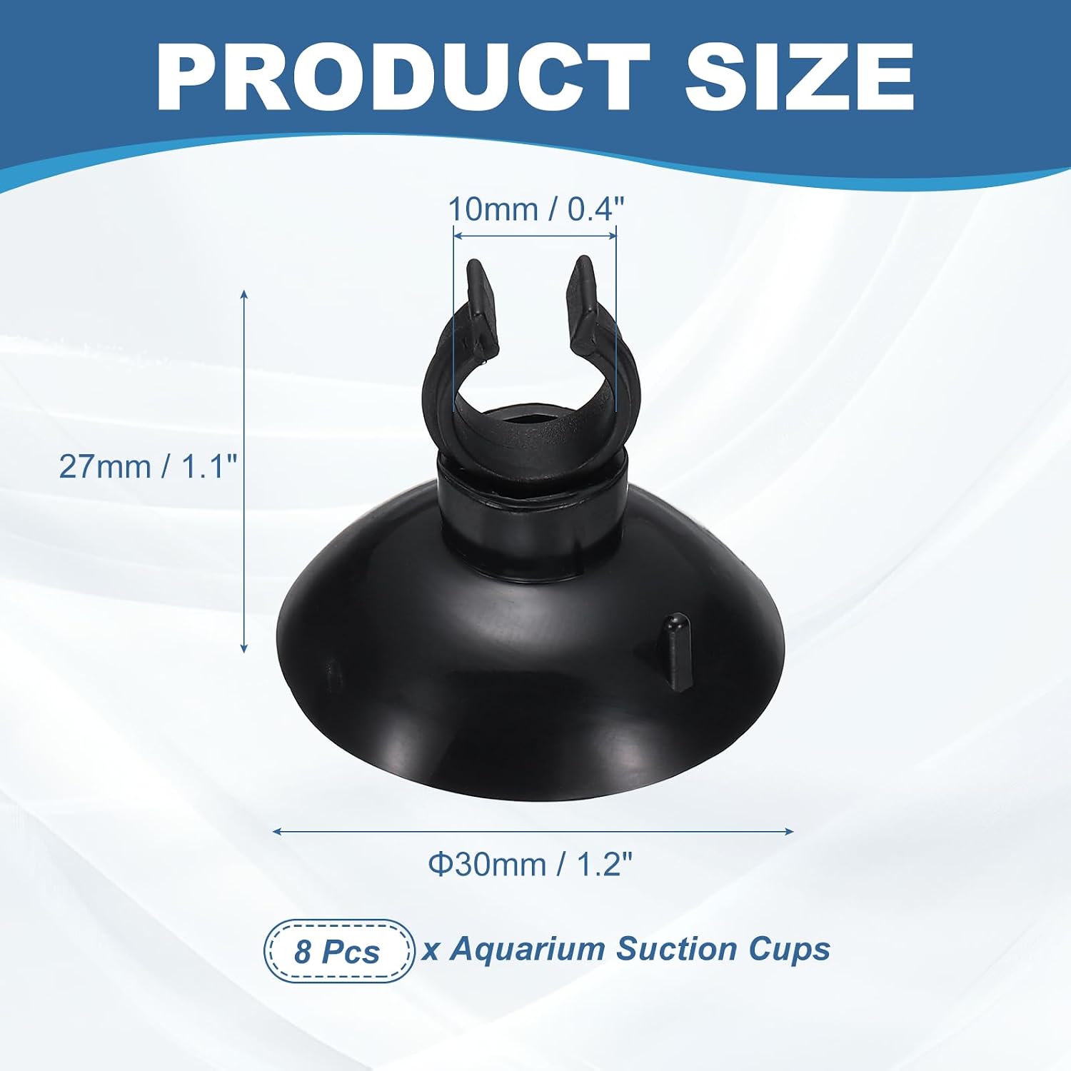 Aquarium Suction Cups, Fish Tank Suction Cups Clips Airline Tube Holders Clamps (Plastic, 8Pcs, Black) for 0.4" Fish Tank Airline Tubing Binding Moss Shrimp Nest, 10x30MM image 2
