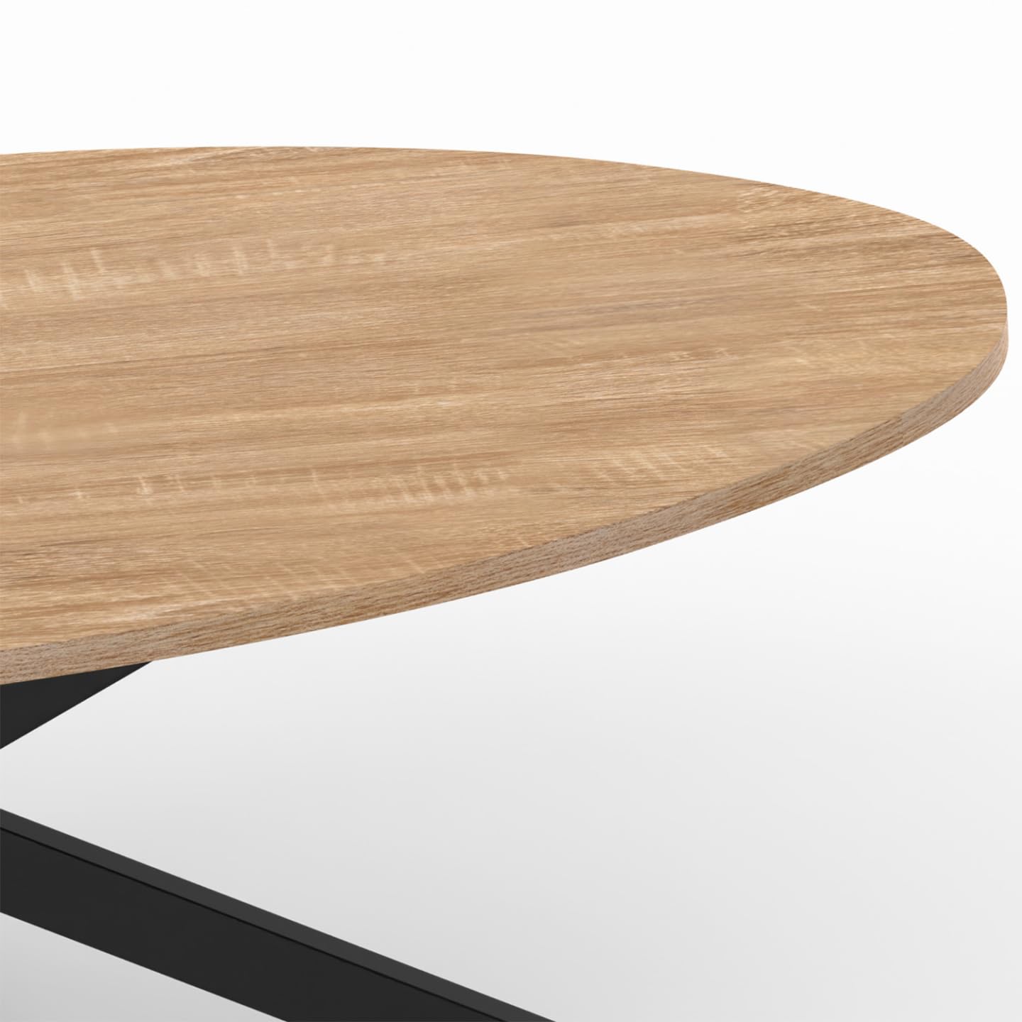 IDMarket - Mesa de centro ovalada Alix, 110 cm, pie de araña, madera y negro