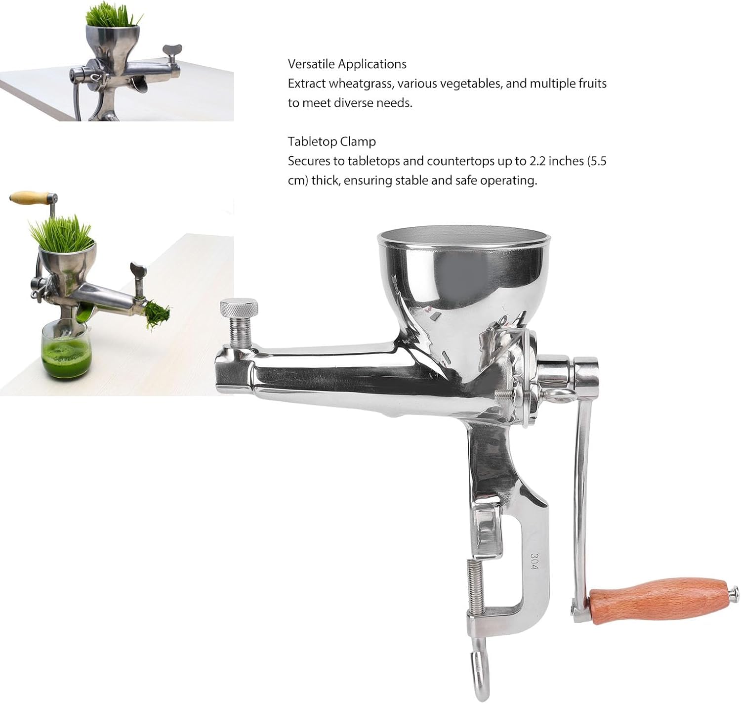 Wheatgrass - Spremiagrumi manuale, a manovella, per spinaci, cavoli, sedano, zenzero, melograno