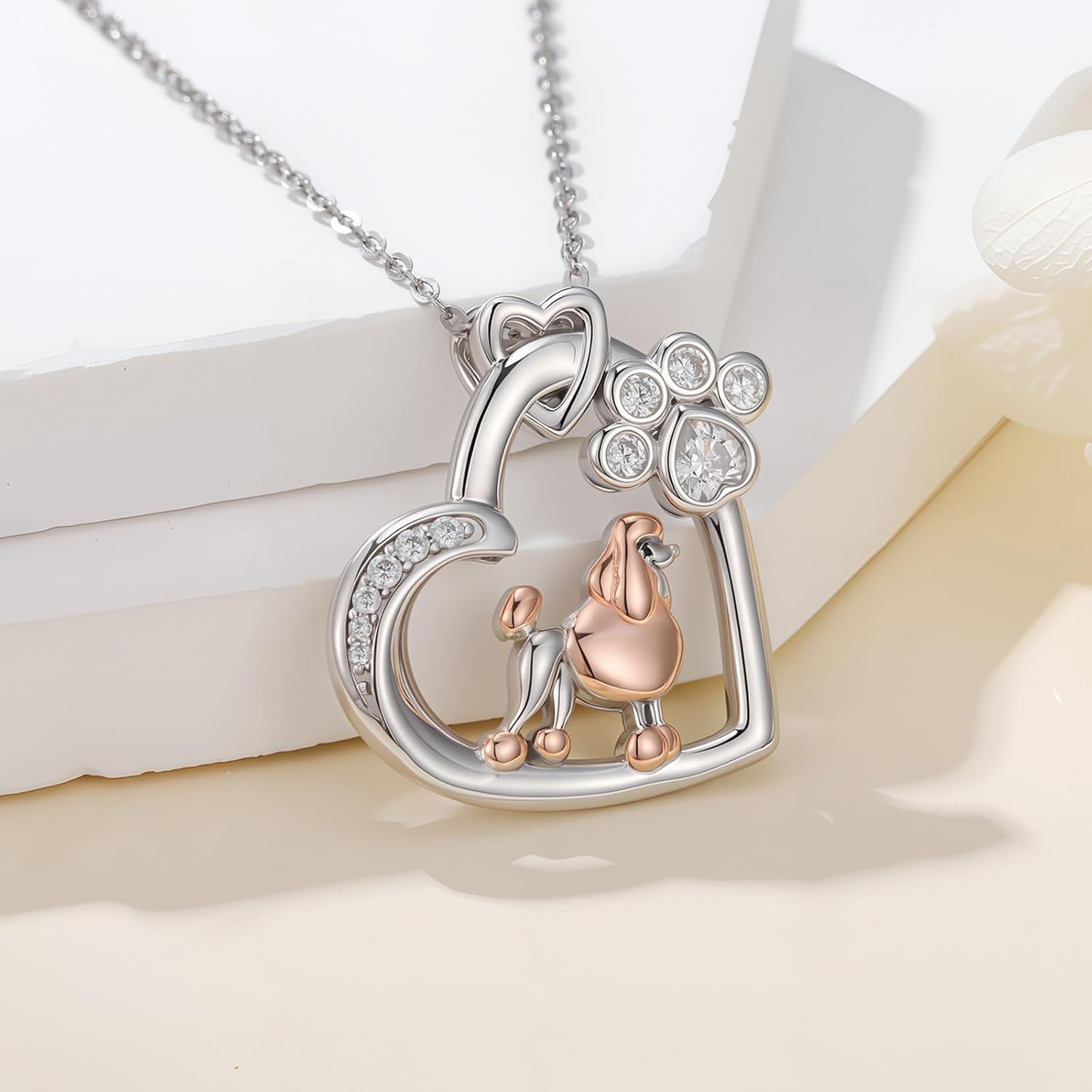 Poodle Necklace for Women 925 Sterling Silver Dog Poodle Pendant Necklace Jewelry Gifts for Women - Image 5